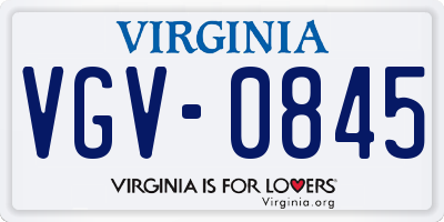 VA license plate VGV0845