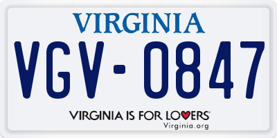 VA license plate VGV0847