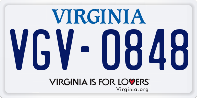 VA license plate VGV0848