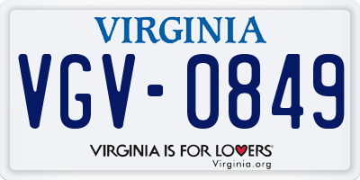VA license plate VGV0849