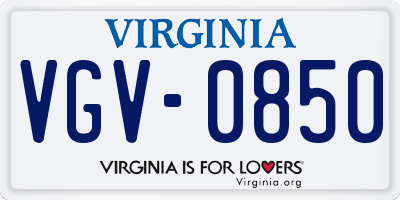 VA license plate VGV0850