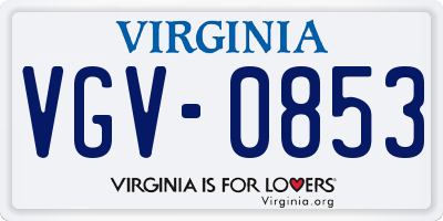 VA license plate VGV0853
