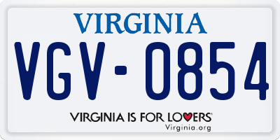 VA license plate VGV0854