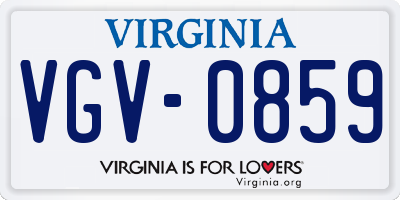 VA license plate VGV0859