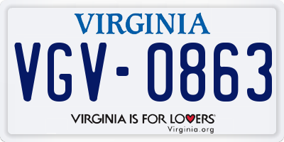 VA license plate VGV0863