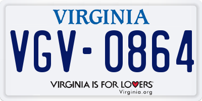 VA license plate VGV0864