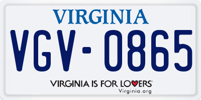 VA license plate VGV0865