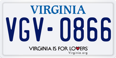VA license plate VGV0866