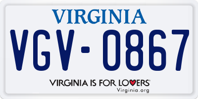VA license plate VGV0867
