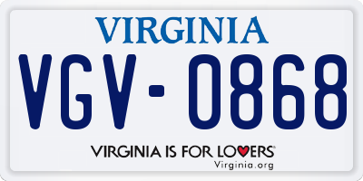 VA license plate VGV0868