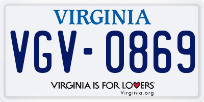 VA license plate VGV0869