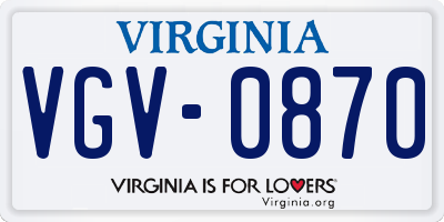 VA license plate VGV0870