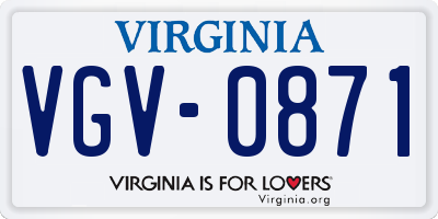 VA license plate VGV0871