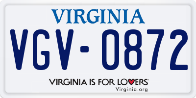 VA license plate VGV0872