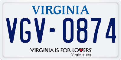 VA license plate VGV0874