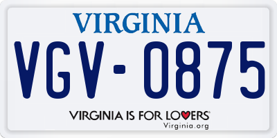 VA license plate VGV0875