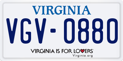 VA license plate VGV0880
