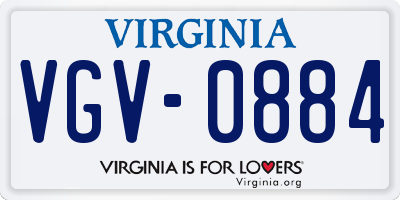 VA license plate VGV0884