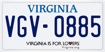 VA license plate VGV0885