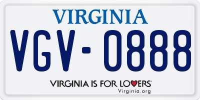VA license plate VGV0888
