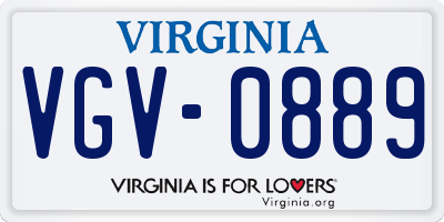 VA license plate VGV0889