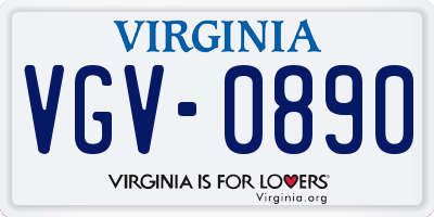 VA license plate VGV0890