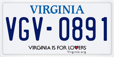 VA license plate VGV0891