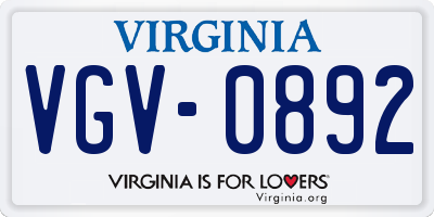 VA license plate VGV0892