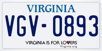 VA license plate VGV0893