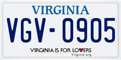 VA license plate VGV0905