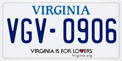 VA license plate VGV0906