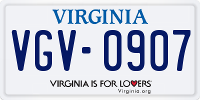 VA license plate VGV0907