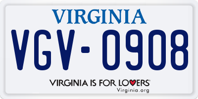 VA license plate VGV0908