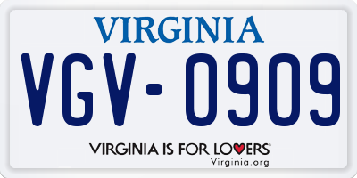 VA license plate VGV0909
