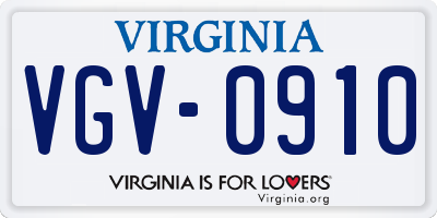 VA license plate VGV0910