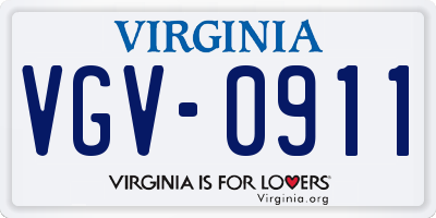 VA license plate VGV0911