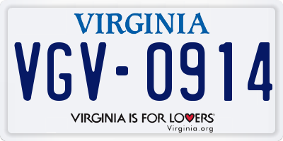 VA license plate VGV0914