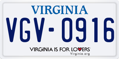 VA license plate VGV0916