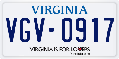 VA license plate VGV0917