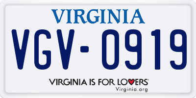 VA license plate VGV0919