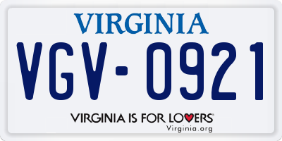 VA license plate VGV0921