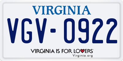 VA license plate VGV0922