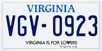 VA license plate VGV0923