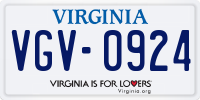 VA license plate VGV0924