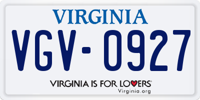 VA license plate VGV0927