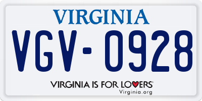 VA license plate VGV0928