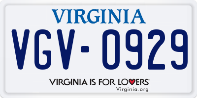 VA license plate VGV0929
