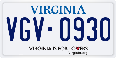 VA license plate VGV0930
