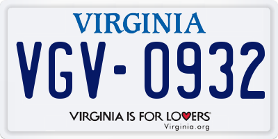 VA license plate VGV0932