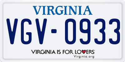 VA license plate VGV0933